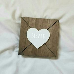 Square "BLESSED" wood